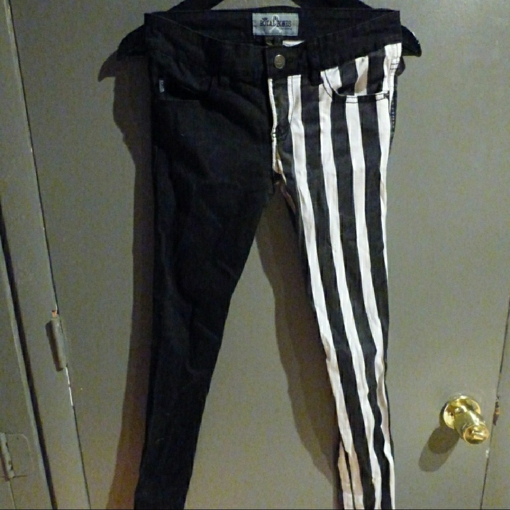 Royal Bones striped split leg skinny jeans size 3